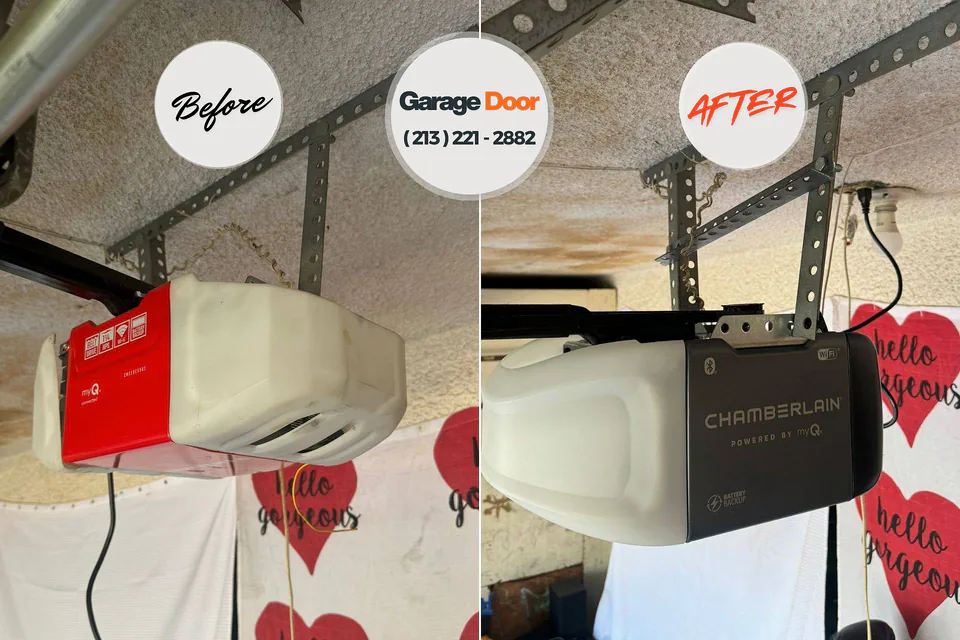 Before and after: garage door repair Reynoldsburg, OH